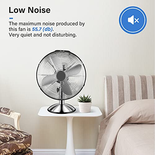 Simple Deluxe 12" Stand Fan - 3 Speeds, 75° Oscillation, Adjustable Height Metal Fan For Home & Shop