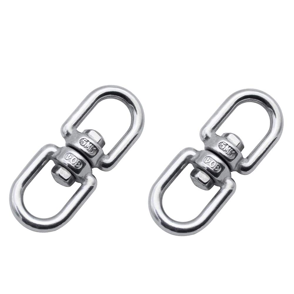 GLUK 2 Pcs Tiny 304 Stainless Steel Swivel Hook, Heavy Duty 5MM Double-Ended Swivel Hook Plant Hanger Basket Spinners for Hanging Plants Bird House