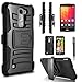 LG K8 V Case, LG K8V Case, Combo Shell Phone Cover Kickstand with Built-in Holster Locking Belt Clip + Circlemalls Stylus Pen-Black
