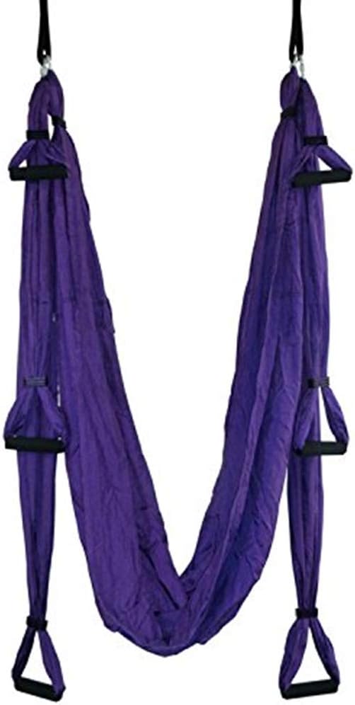 Karriw Aerial Anti-Gravity Yoga Hammock Swing Fitness Inversion Pilates Yoga Trapeze/Yoga Swing/Sling/Inversion Tool (Violet) : Sports & Outdoors