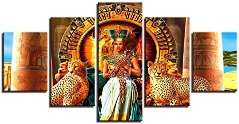 Abstract Cuadros Canvas Art Poster Style Wall 5 Panel Egypt Queen Cleopatra Pictures Paintings No Frame Size 4