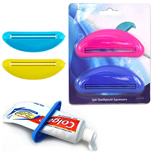 2 Pc Toothpaste Tube Squeezer Easy Plastic Dispenser Rolling Holder Bathroom New
