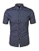 Allegra K Men Short Sleeves Cotton Polka Dots Shirt Blue M