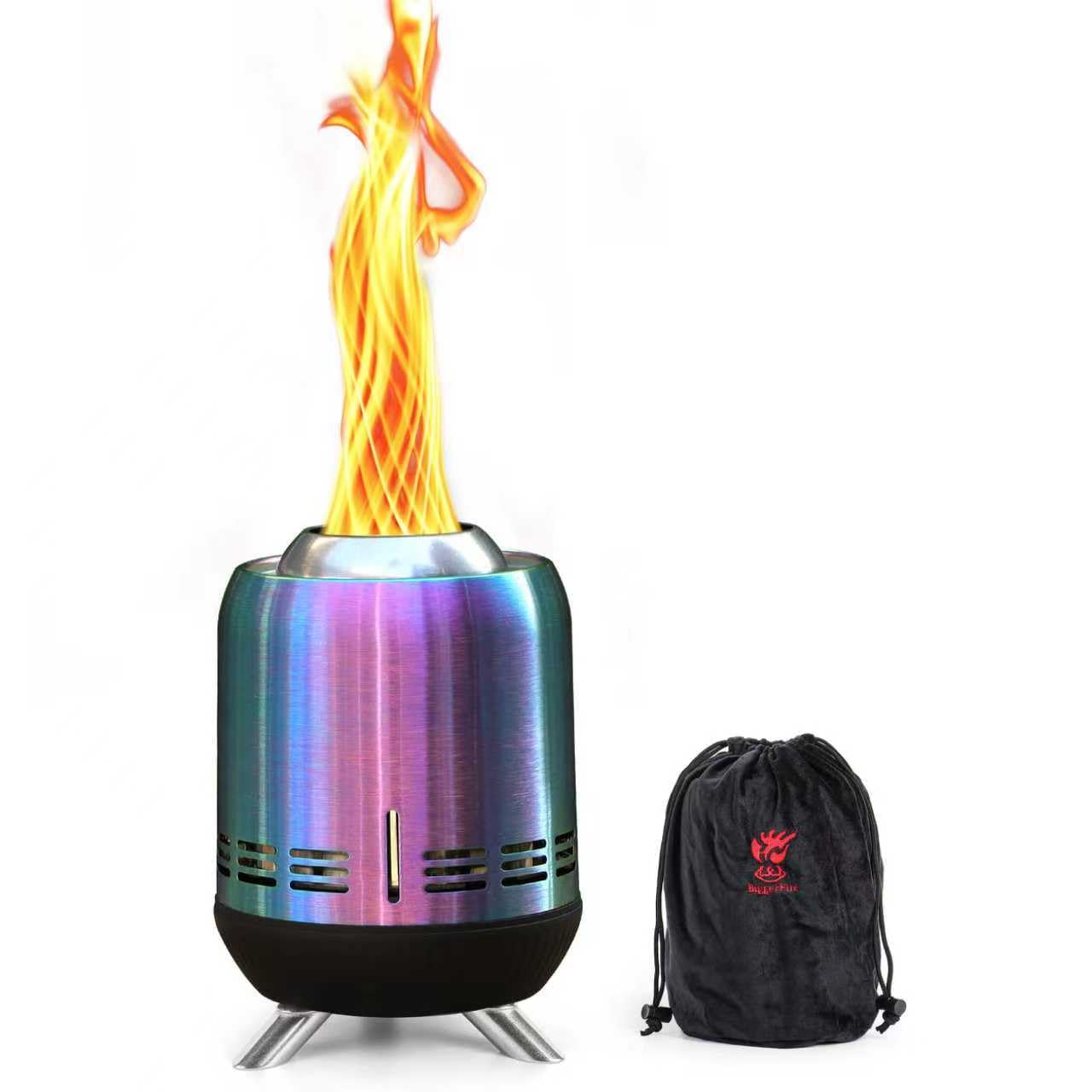 Portable Table Top Fire Pit, Tabletop Smokeless Fire Pit, Low Smoke Burning Mini Outdoor Stove Firepit Fueled by Pellets or Wood, for Urban & Suburbs, with Travel Bag,23.2x16.3cm