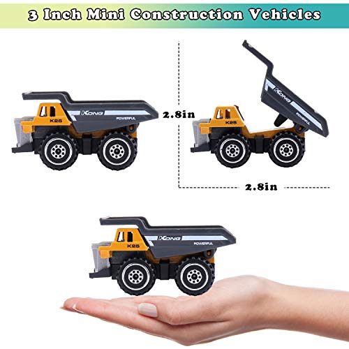 Jellydog Toy Construction Vehicles Toys ,16 Set Mini Construction Trucks,Cranes, Excavators, Bulldozers, Rollers, Cranes, Loaders, Dump Trucks with 10 Traffic Sign ,Road for Kids