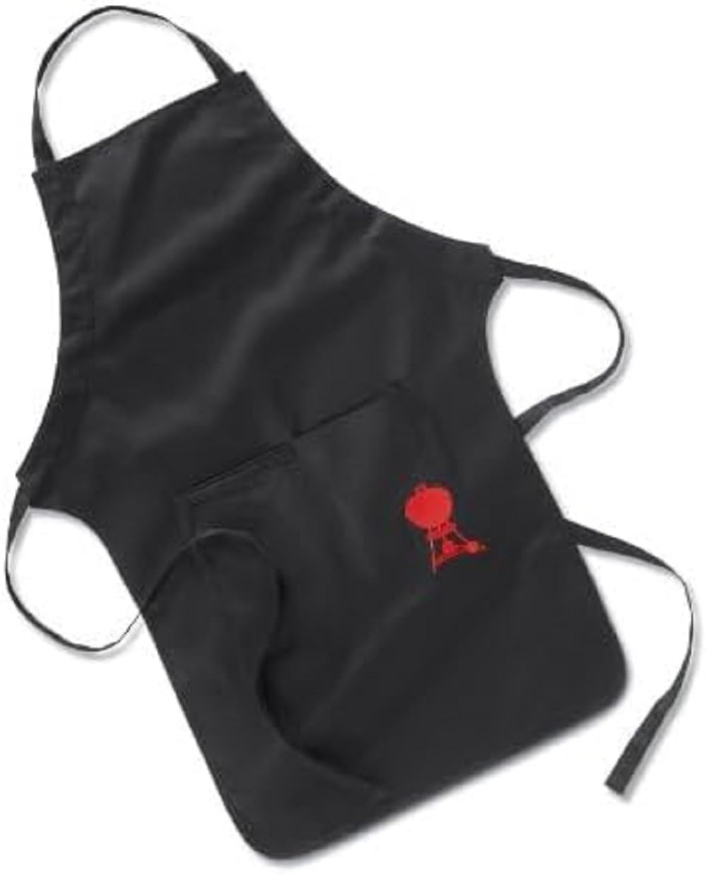 Weber Grill Apron - Long, with red Weber Kettle Logo, Size adjustable at Neck, protects Clothing from Stains, 100% Cotton, machine washable - Black (6474)