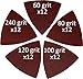 60 Pieces - Triangular Hook and Loop Sandpaper for Oscillating Multitool - Variety Grit (60/80/100/120/240) - 3-1/8 inch, 80 mm