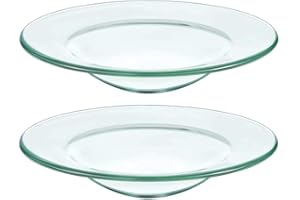 AllTopBargains 2 Pc Replacement Glass Dish Electric Oil Warmer Lamps Aromatherapy Warmers 4 Inches, Variable, Clear