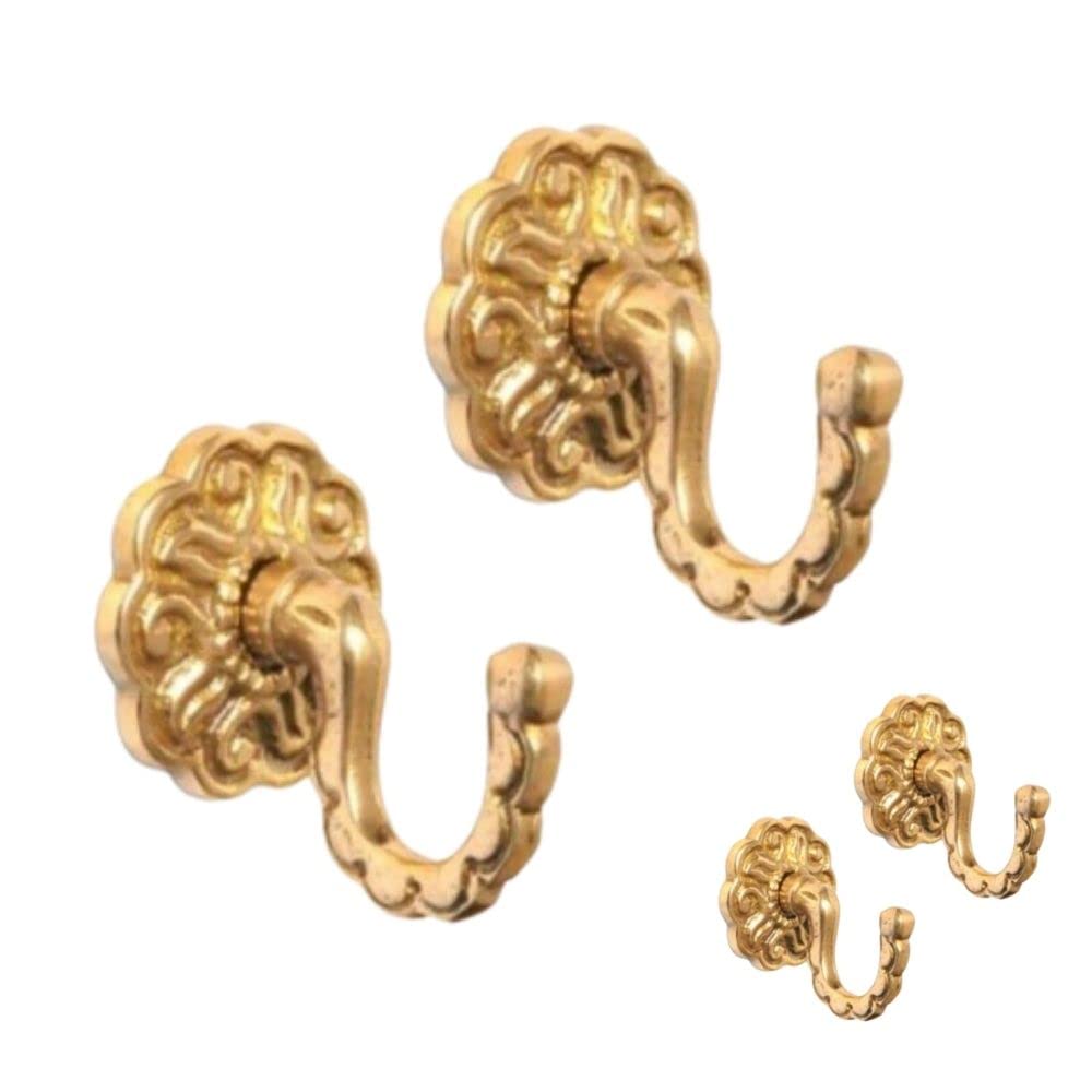 Modern & Classic Designs Screw In Tassel Hold Rosette Hooks - Brass Curtain Tiebacks Pack of 2