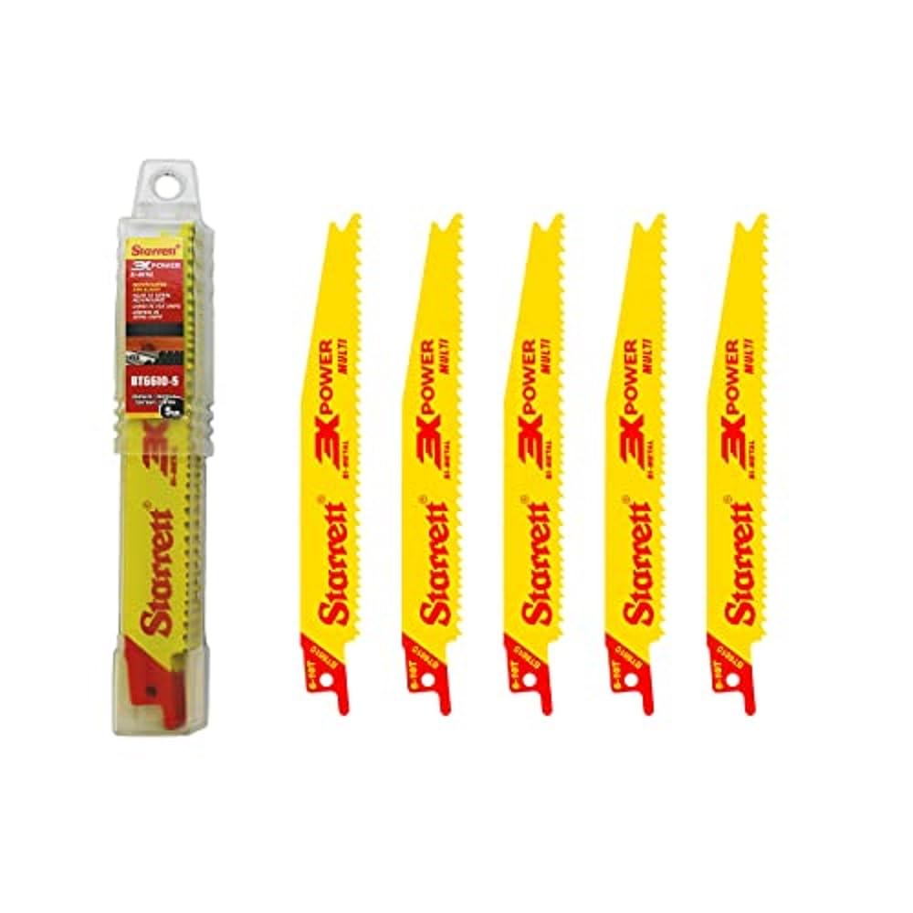 Starrett Multi Purpose Reciprocating Saw Blade - 5 Pieces BT6610-5 Bi-Metal 150 mm/6" Inch 6-10TPI Unified Shank - Compatible with Bosch Dewalt Makita & Many Others