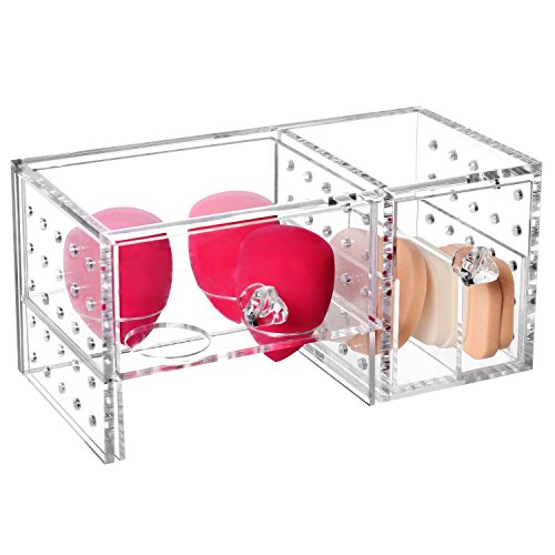 Clear Acrylic Beauty Makeup Sponge Blender Organizer Box, Cosmetic Storage Case