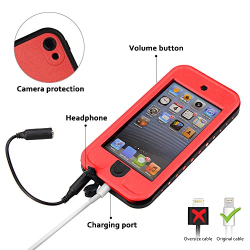 Comsoon iPod 5 iPod 6 Waterproof Case,[Dustproof Sweatproof][IP68 Certified]iPod Touch Defender Case Built-in Touch Screen & Kickstand for Both Apple iPod Touch 5th & 6th Generation - Thumbnail 5