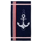 Superior Luxurious 100% Cotton Beach Towels, Oversized 34" x 64", Soft Velour Cotton and Absorbent Cotton Terry, Thick and Plush Nautical Beach Towels - Anchor