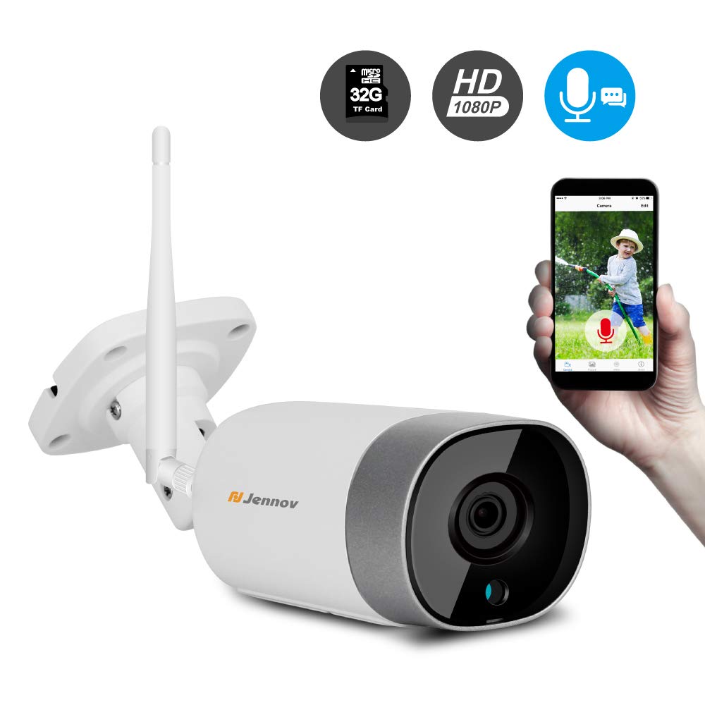 Jennov Caméra Surveillance WiFi, HD 1080P CCTV Caméra Extérieure