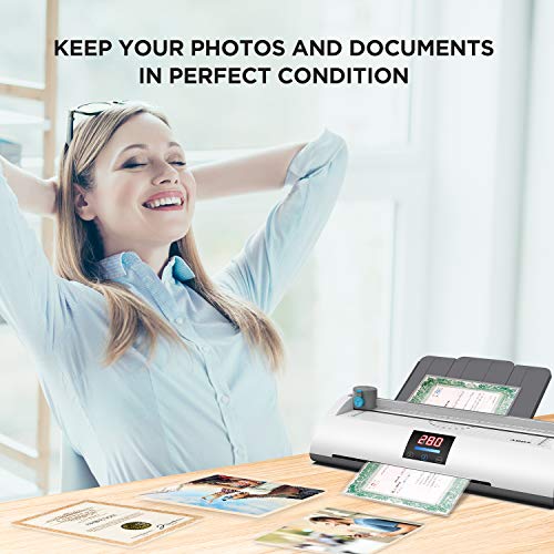 ABOX Laminator Machine, Professional Thermal A4 Laminator Pixseal Ⅱ with Feeding Tray, Trimmer, Corner Rounder, 20 Laminating Pouches, White - Thumbnail 2