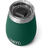 YETI Rambler 10 oz Wine Tumbler, Vacuum Insulated, Stainless Steel with MagSlider Lid, Black Forest Green