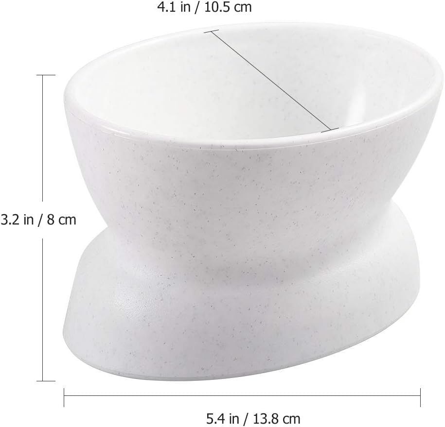 POPETPOP Raised Cat Bowl Elevated Pet Food Water Bowl Non-Slip Small Pet Bowl Cat Feeding Bowls, Silver - Image 4