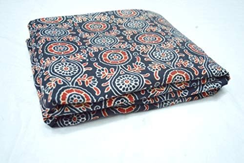 Exclusive Sanganeri Print 100 % Cotton Black Color Backgorund Red And White Small Buti Flower And Leaf Design Pattern Printed Cotton Fabric Dressmaking Fabric Craft Cotton Fabric Art Work Cotton 10 Yard Fabric Sold By Ramdev Handicraft