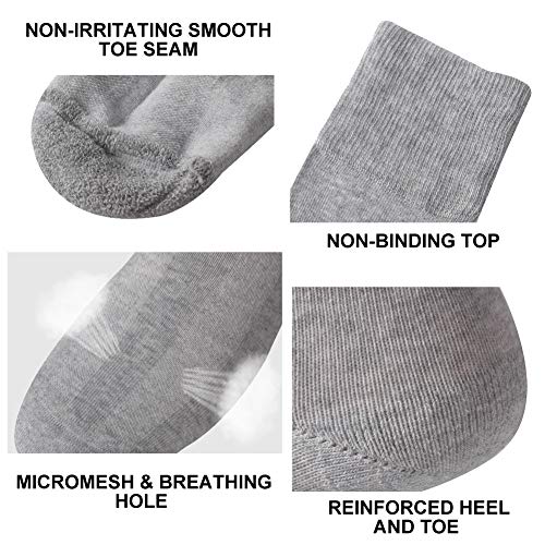 Facool Diabetic Socks for Men Women, Dress Cushioned Crew Cotton Socks with Non-Binding,Loose Top,Seamless Toe 1 Pair Grey XL