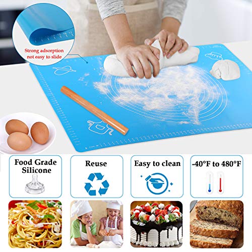 Extra Large Silicone Baking Mat,25"x18"Non-Stick Pastry Mat Board Table Placemat Pad for Baking,Rolling Dough with Measurements, Reusable Heat-Resistant BPA Free
