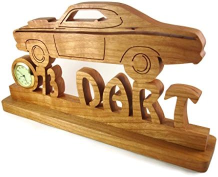 Vintage Style Dodge Dart Desk Or Shelf Clock Handmade From Cherry Wood