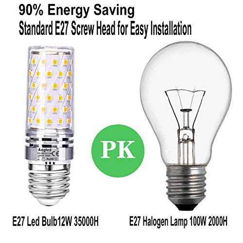 E27 Led Bulb Lamp 12W Aogled,Equivalent to 100W Halogen lamp,Warm White 3000K,1200LM Corn Bulb,Edison Screw Candelabra,Not Dimmable,No Flickering AC85-265V,Pack of 4