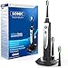 Sonic Electric Toothbrush for Adults with 5 Toothbrush Replacement Heads, 3 Brushing Modes & 2 Minutes Built-in Timer, Travel Toothbrushes with Inductive Charging, Rechargeable toothbrush | Black