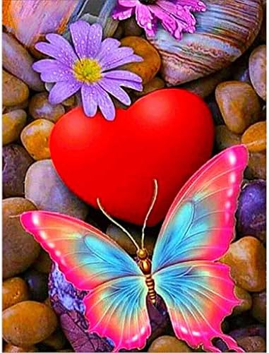 5D Diamond Painting Kits Full Drill,Diamond Painting Kits for Adults Butterfly Rhinestone Embroidery Cross Stitch Kits Supply Arts Craft Canvas Wall Decor Stickers Home Decor 12x16 inches