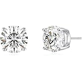 Geelein 925 Sterling Silver Stud Earrings Simulated Diamond Round Cubic Zirconia Earring Set for Women Men 7-10MM