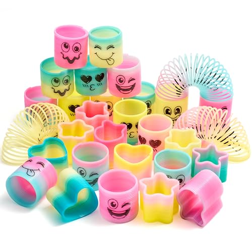 JOYIN 30 Pcs Spring Rainbow Party Favor, Mini Plastic Coil Spring Toy,