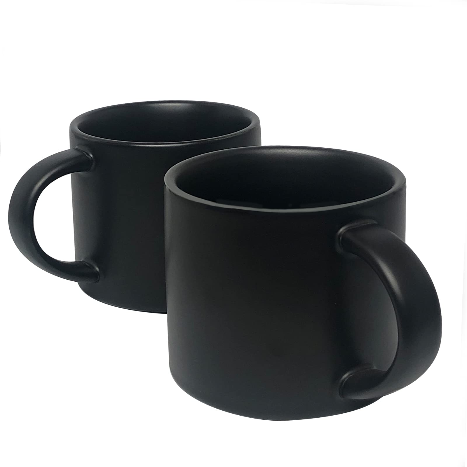 BIcoog Ceramic Mug 2 x 420 ml Set Matte Ceramic Coffee Cup Tea Cup for Office Home Health Gift Large Capacity 14.2 oz Black