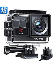 Victure AC800 Action Cam 4K 20MP WiFi Unterwasserkamera 40M Anti-Shaking Weitwinkelobjektiv Dual Batterien Akkuladegerät und 22 Montage Zubehör