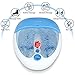 Giantex Foot Bath Massager Spa, Warm Heat Bubbles 4-Head Electric Handheld Pedicure Scrubber Removable Cover Vibration Massage, Double-Layer Barrel Non-Cracking Foot Baths w/Callus Remover (Blue)