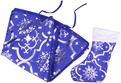 Toyvian 格安激安 クリスマスツリースカートラウンドクリスマスツリーマットスノーフレークパターンツリースカートクリスマスストッキングクリスマス パーティーの装飾ブルー
