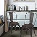 Adeco Metal Stackable Industrial Chic Dining Bistro Cafe Side Chairs (Set of 2), Black Bronze with Wooden seat