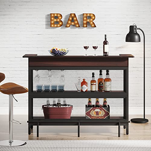 Tribesigns Industrial Home Bar Unit, 3 Tier Liquor Bar Table With