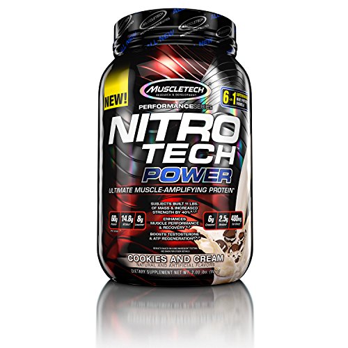 MuscleTech Nitro Tech Power Whey Protein Powder Musclebuilding Formula, Cookies and Cream, 2 Pounds