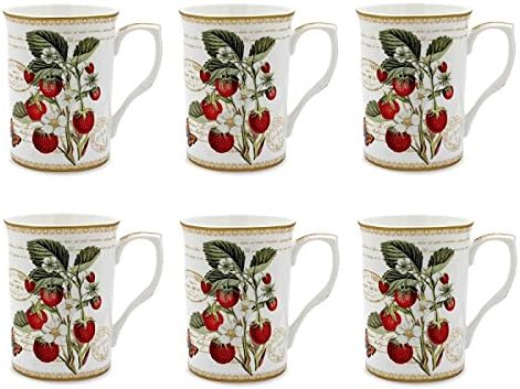 Lesser & Pavey Strawberry Fayre Mugs, Multi-Colour, 12 x 8 x 11 cm, 6 Count (Pack of 1)