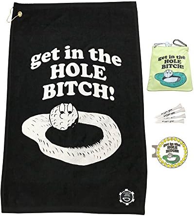 Giggle Golf Par 3 - Golf Towel, Tee Bag with 4 Tees, and Bling Ball Marker with Hat Clip - Perfect Golf Gift for Women