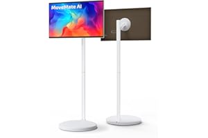 NEWORK 27" Smart Portable TV on Wheels, 16-Hours Playtime, Rolling TV with 8GB+128GB, Android 14, EDLA-Certified Touch Screen Monitor, 13 MP Camera, Remote & Voice Control