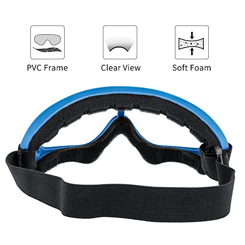 BATFOX Motorcycle Goggles Safety ATV Tactical Riding Motorbike Glasses UV400 Protection Shatterproof(clear lens&blue frame)