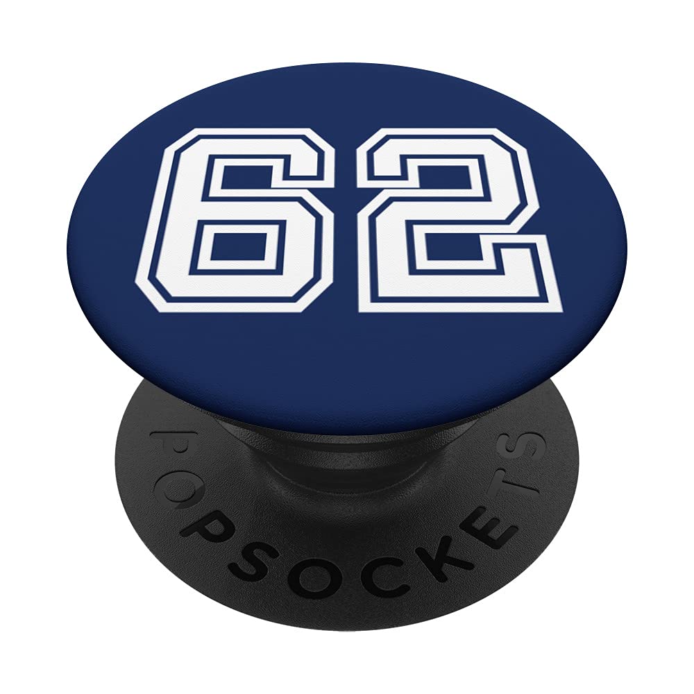 Number #62 Sports Jersey Birthday Age Lucky Number Navy Blue PopSockets Swappable PopGrip