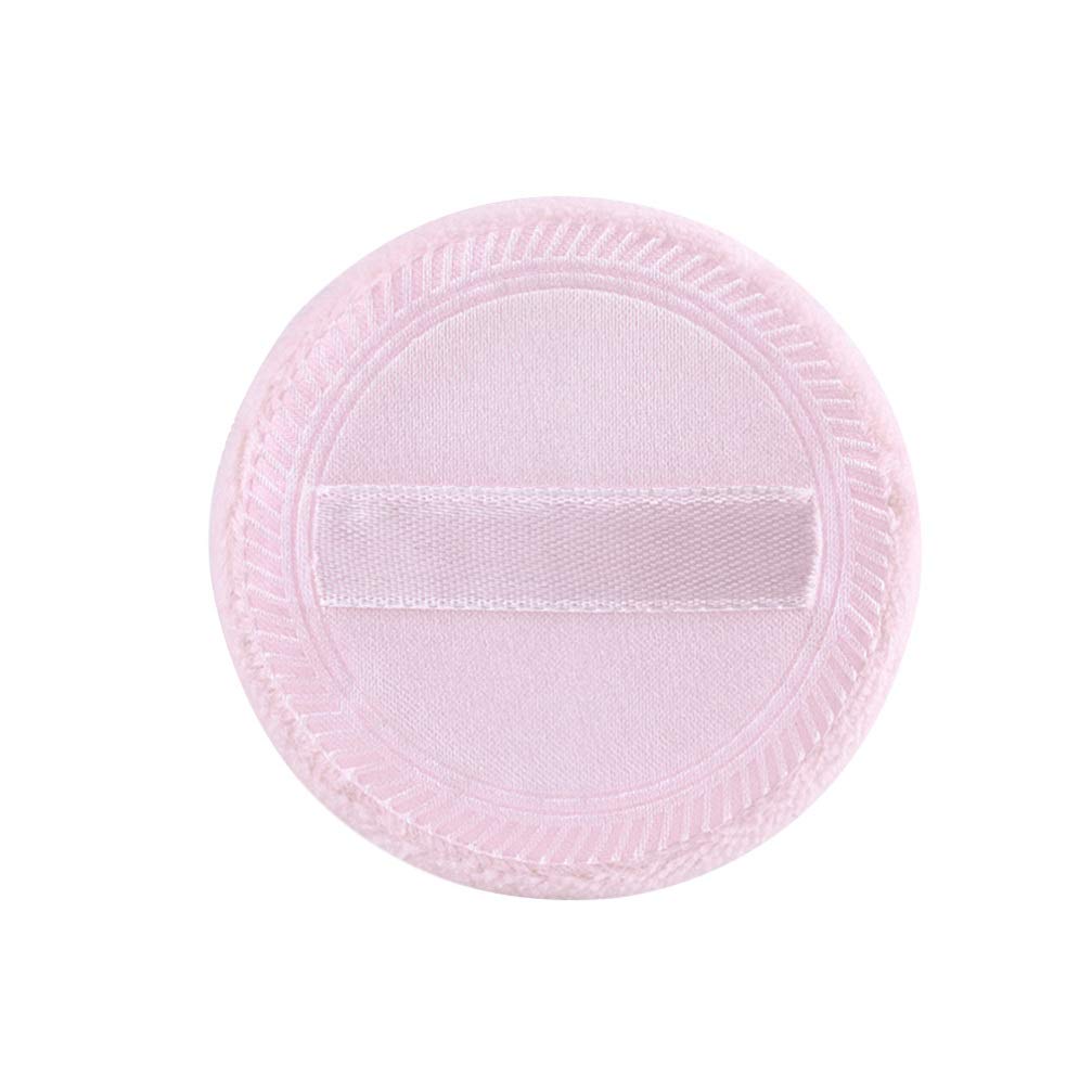Lurrose Velour Powder Puff Ribbon Makeup Applicator Sponge 2.4 Inch Washable Cotton Pad for Smooth Foundation Blending and Salon Use