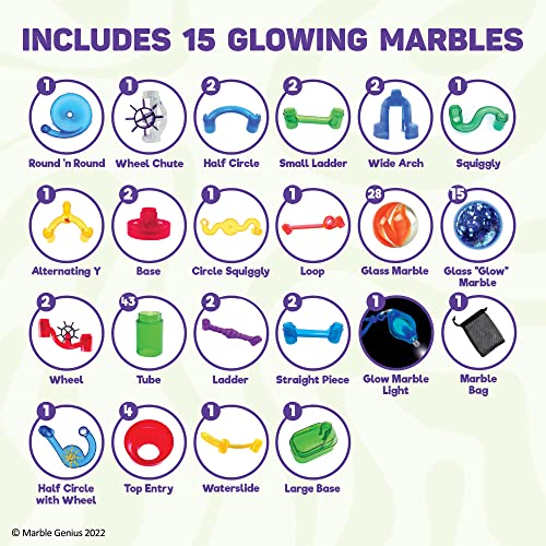 Marble Genius Marble Glow Run Race Track Set Glow in The Dark (115 pcs