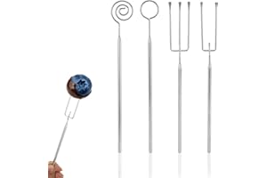 4pcs Professional Chocolate Dipping Tools, Stainless Steel Chocolate Dipping Fork & Spiral Dipper Spoon Fondue & Baking Suppl