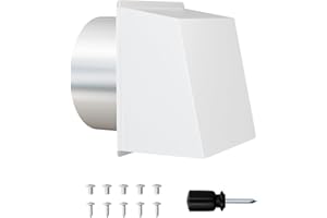 AOWALEN 10" Exhaust Vent Cover with Screen and Damper, Hooded Dryer Vent Cover Outside, Exterior Wall Vent Cover for Dryer Vent Kitchen Range Hood Outdoor Air Exhaust (10 Inch-White)