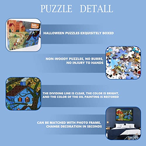 Halloween Haunted Castle 500 Pieces Jigsaw Puzzles for Adults, Halloween Decoration for Family Party Holiday