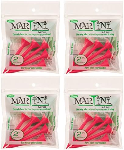 Martini  Golf   Tees  2 3/4" Midsize 4 Packs of Pink - 20  Tees  Total - Virtually  Unbreakable