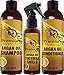 Premium Nature Argan Oil Hair Treatment Gift Set: Moroccan Argan Oil Shampoo, Conditioner & Heat Protectant Spray - Sulfate Free, Peach Scent, Damaged & All Hair Types, 3 Value Pack