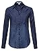 Awesome21 Women's Casual Relaxed Fit Button Down Collar Denim